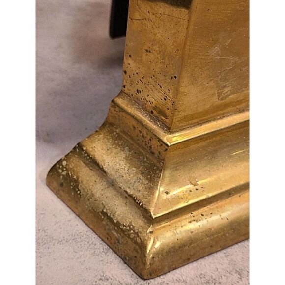 Vintage 12" Brass Art Deco Hollywood Regency Andirons Shell Motif Fireplace EUC - Picture 8 of 10